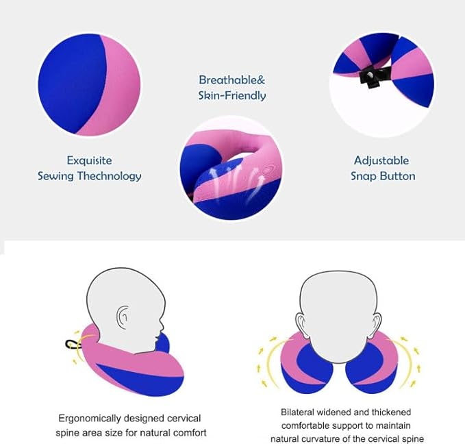 MOOB Kids Pillow Neck Pillow for Car & Airplane, Traveling Gifts for Toddler & Children U-Shape Car Seat Head Travel Neck Pillow Dark Purple