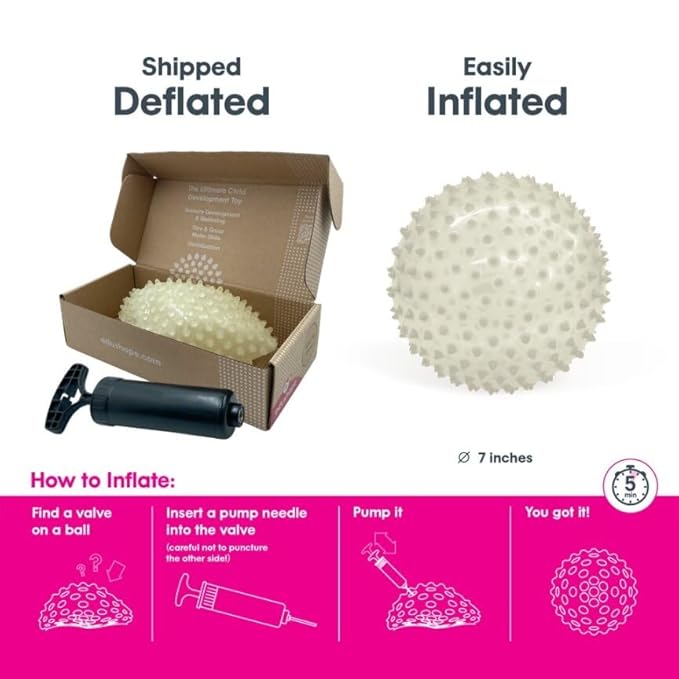 Edushape Original Sensory Ball for Baby - 7" Glow-in-The-Dark Colorful Toddler Ball Helps Enhance Gross Motor Skills for Kids 6 Months & Up