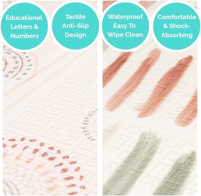 JumpOff Jo - Extra Large Waterproof Foam Padded Play Mat for Infants, Babies, Toddlers, Play Pens & Tummy Time, Foldable Activity Mat, 77 x 70 x 0.6 inches