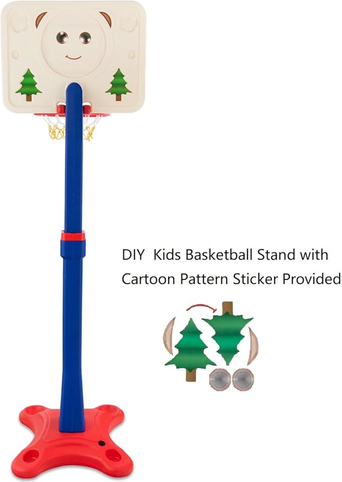 Costzon Kids Basketball Hoop, 8-Level Height Adjustable Basketball Goal Stand with Weighted Base, Indoor Toy Basketball Set Outdoor Play Sport for Boys Girls Age 3+