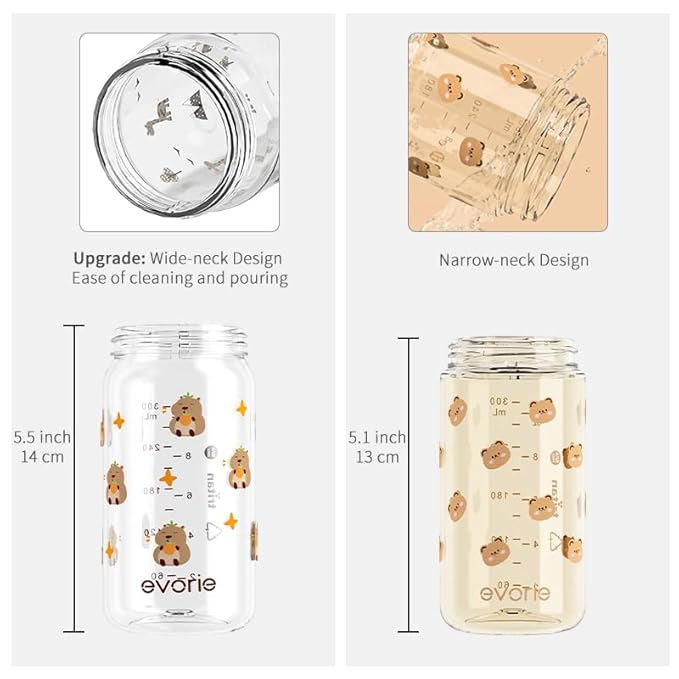 Evorie Tritan Spill Proof Toddler Straw Sippy Cup, 10 oz for Baby and Toddlers 1-3 Years Old, No Spill Straw Water Bottle with Removable Handles, Ideal for School, BPA-Free, Capybara (NEW)