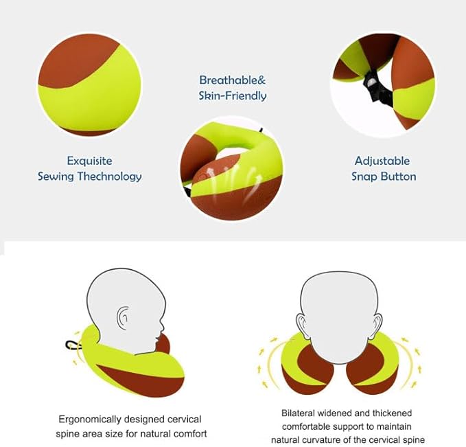 MOOB Neck Pillows for Kids,Traveling Gifts for Toddler & Children U-Shape Car Seat Head Travel Neck Pillow,Toddler Neck Pillow for Carseat Green Brown