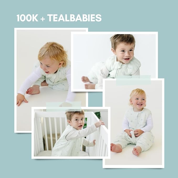Tealbee Dreamsuit: Toddler Sleep Sack with Feet 3T 4T - 1.5 TOG Winter Baby Wearable Blanket for Walkers - Rayon made from Bamboo, Organic Cotton Sleep Bag - Seashell