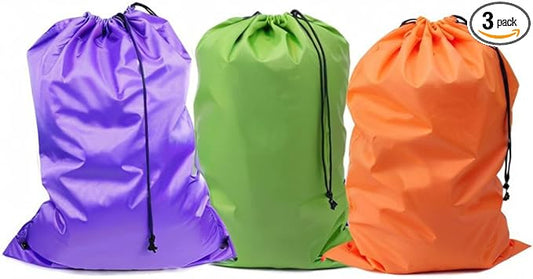 Extra Large Laundry Bag Travel Laundry Bags with Drawstring Closure, Large Dirty Clothes Bag 30"x40" Fit a Laundry Basket or Clothes Hamper for college, dorm and apartment dwellers 3 Pack Mixed Color