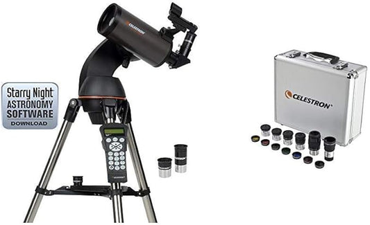 Celestron NexStar 90SLT Mak Computerized Telescope (Black) with Eyepiece and Filter Kit – 14 Piece Telescope Accessory Set