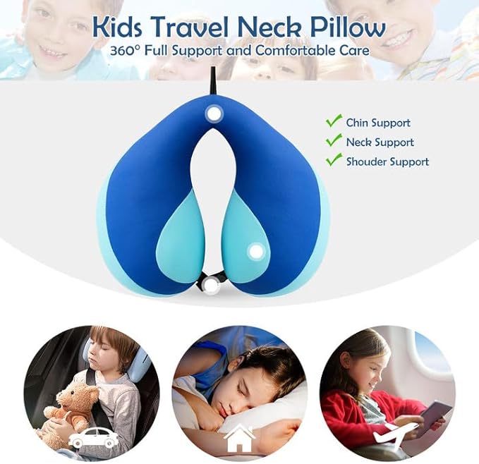 MOOB Neck Pillows for Kids, Traveling Gifts for Toddler & Children Toddler Neck Pillow for Carseat U-Shape Travel Pillow for Kids Dark Blue