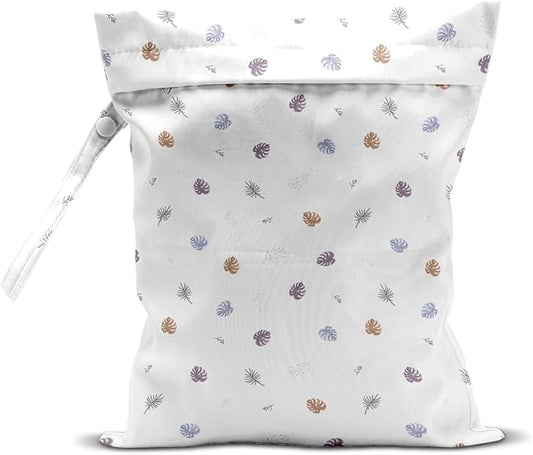 Wet Dry Bag, for Swimsuit, Travel, Beach, Pool, Stroller, Diapers, Dirty Yoga Gym Clothes, Makeup Bag, Waterproof Tropical Palm Leaves Decor Jungle Palm Leaf Favors