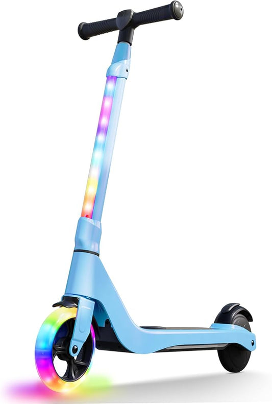 CBD Electric Scooter for Kids, 6 Mph Top Speed, Up to 5 Miles Range, 5.3" Solid Tires Wheel and Front Light, Kick Scooter Adjustable Height for Kids Age 6-12
