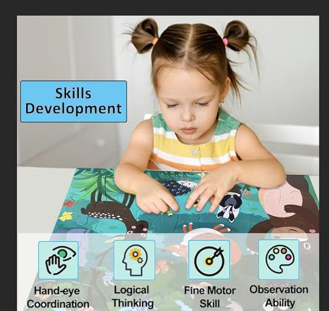 Jumbo Floor Puzzle for Kids, Large Jigsaw Puzzles 35 Piece for Kids Ages 3-5,Preschool Learning & Education Toys, Gifts for 4-8 Year Old Boys and Girls (Forest Animals)