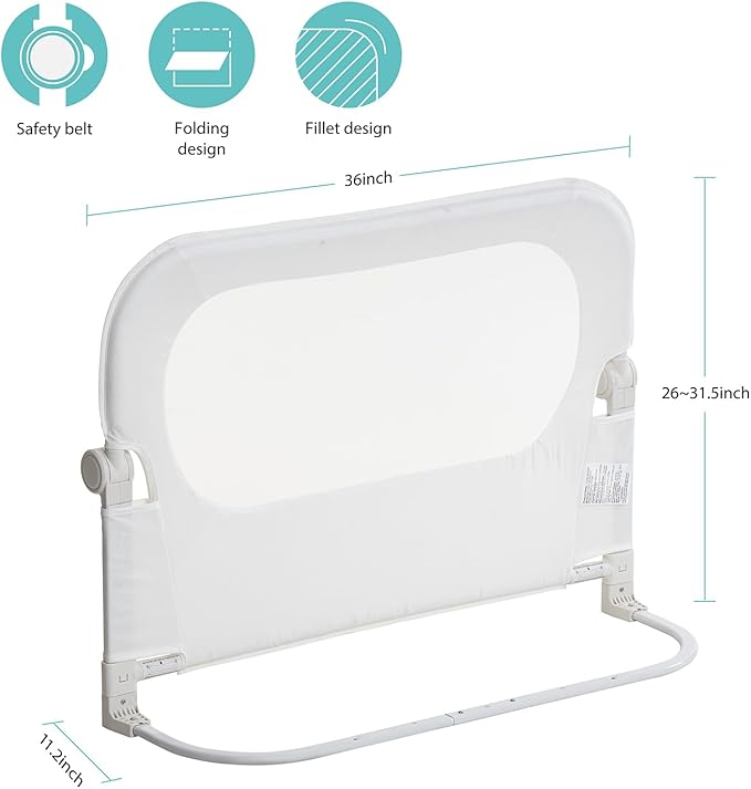 Baby Bed Rail Guard for Toddlers - 35.4" Toddler Bed Rails for Crib,Twin,Full, Queen Bunk Size Bed Swing Down Bedrail Extral Tall Child Safety Side Railing Guards for Kids