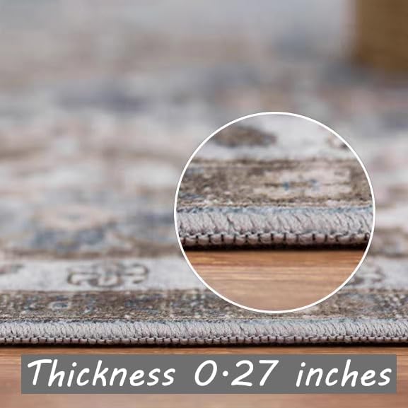 Retro Boho Design Area Rug 4x6 Washable Living Room Indoor Non-Slip Large Persian Oriental Accent Throw Rug for Kitchen Entryway Bathroom Bedroom Office Carpet