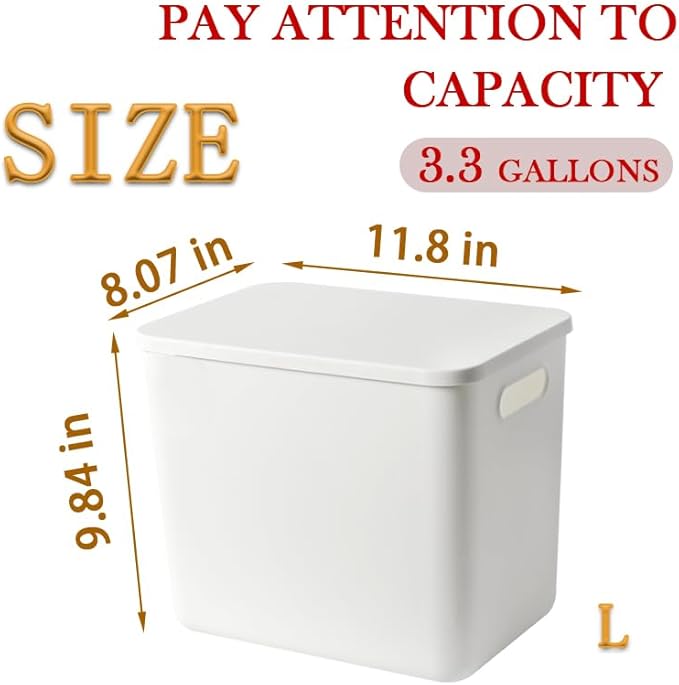 5 pack large plastic White storage bins with Lids, Toy Box Chest with Handle，Organizer Containers Baskets for Baby,Nursery，Shelves，Playroom, Bedroom，Office,Closet，home (White, 5L)