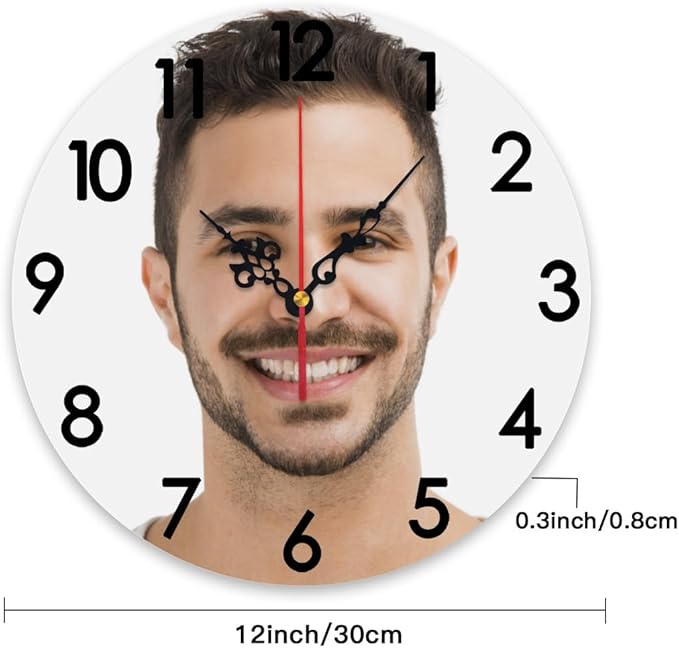 Generic Custom Clocks for Walls Personalized Clocks with Photo Text Logo Silent Non Ticking Round Decoration for Kitchen Wedding Friend Family Lover, 12x12Inch