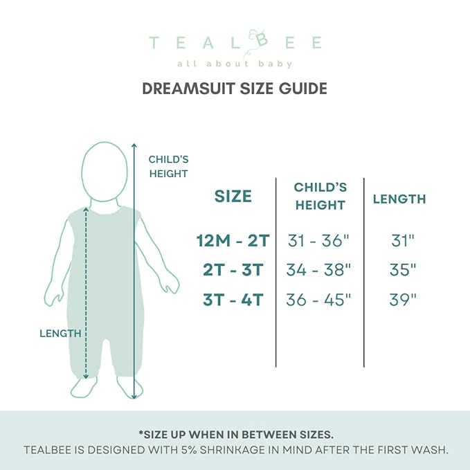 Tealbee Dreamsuit: Toddler Sleep Sack with Feet 12-18 months, 18-24 months - 1.2 TOG All Season Baby Wearable Blanket for Walkers - Rayon made from Bamboo, Organic Cotton Sleep Bag (12m-2T) - Alphabet