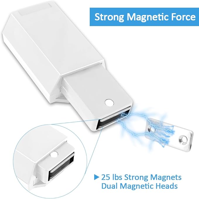 Heavy Duty Push to Open Door Latch, 5 Pack White Magnetic Push Latches, Hidden Push Touch Latch Hardware for Push to Open Cabinet, Magnetic Door Catch for Cabinet Drawer Wardrobe Kitchen Door