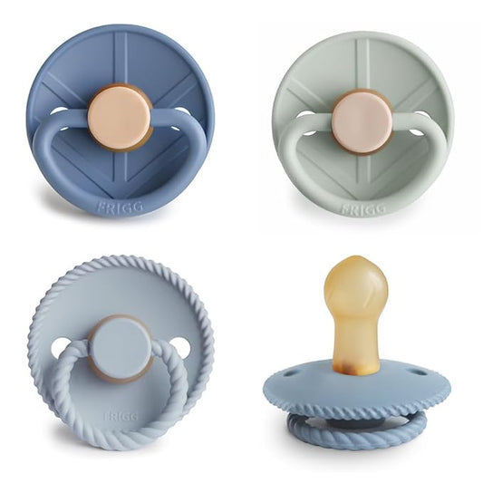 FRIGG Natural Rubber Baby Pacifier 4-Pack Skyline Serenity | Made in Denmark | BPA-Free (0-6 Months)