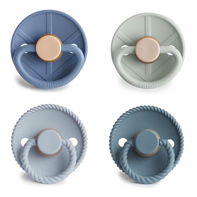 FRIGG Natural Rubber Baby Pacifier 4-Pack Skyline Serenity | Made in Denmark | BPA-Free (0-6 Months)