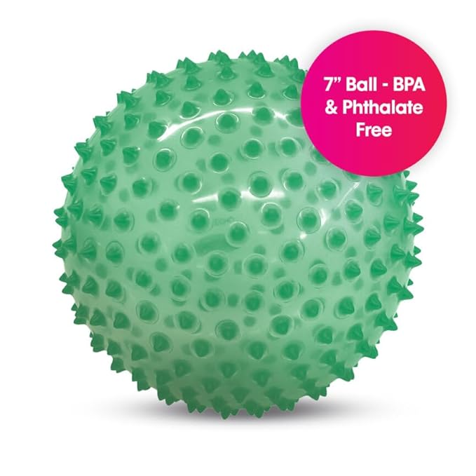 Edushape Original Sensory Ball - 7" Deflated Transparent Green Color Baby Ball Enhancing Gross Motor Skills for Kids 6 Months & Up