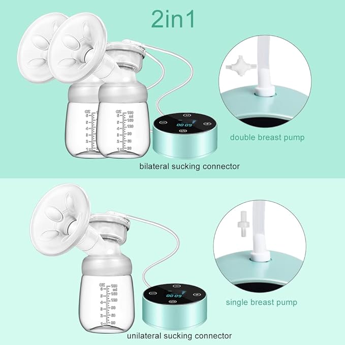 Electric Breast Pump, Breast Pump Electric Breastfeeding Pump 3 Modes 10 Levels Dual Rechargeable Nursing Double Breast Milk Pump Massage with Touchscreen LED