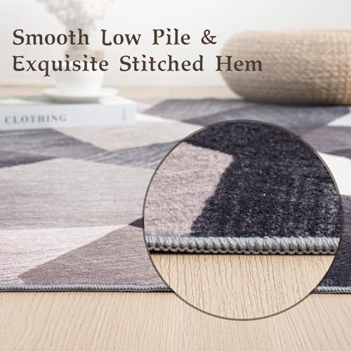 HOMFINE Washable Modern Area Rug - Geometric Style 9x12 Rugs for Living Room, Bedroom, Machine Washable Rug Soft Non Slip Non Shedding Area Rug - Green, 9'x12'
