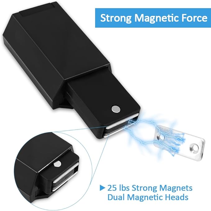 Heavy Duty Push to Open Door Latch, 2 Pack Black Magnetic Push Latches, Hidden Push Touch Latch Hardware for Push to Open Cabinet, Magnetic Door Catch for Cabinet Drawer Wardrobe Kitchen Door