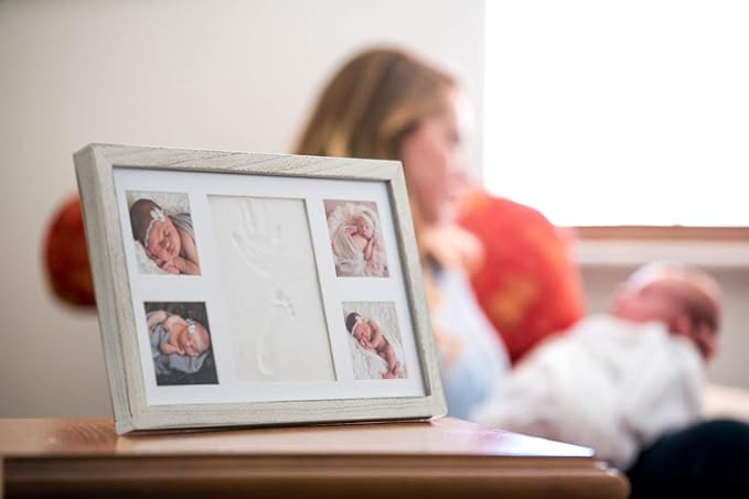 Little Hippo Baby Footprint Kit & Keepsake | Baby Handprint Kit | Baby Hand and Footprint Kit (Rustic White, Large)