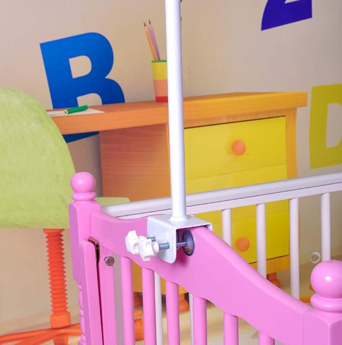 CdyBox Crib Canopy Holder Universal Metal Adjustable Clip-On Stand Bracket for Crib Cot Bed Mosquito Net(White, Stand only)