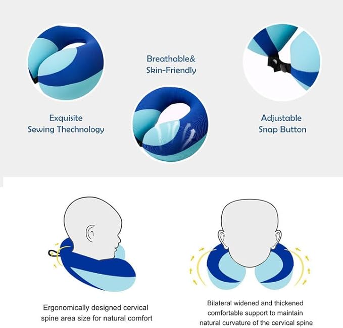 MOOB Neck Pillows for Kids, Traveling Gifts for Toddler & Children Toddler Neck Pillow for Carseat U-Shape Travel Pillow for Kids Dark Blue