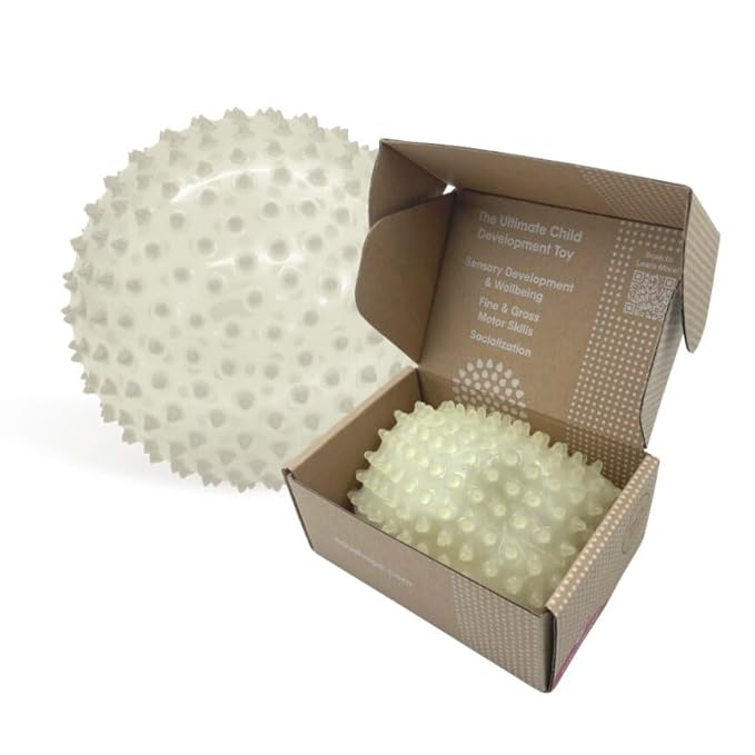 Edushape Sensory Ball for Baby - 7" Glow-in-The-Dark Color Ball Helps Enhance Gross Motor Skills for Kids 6 Months & Up