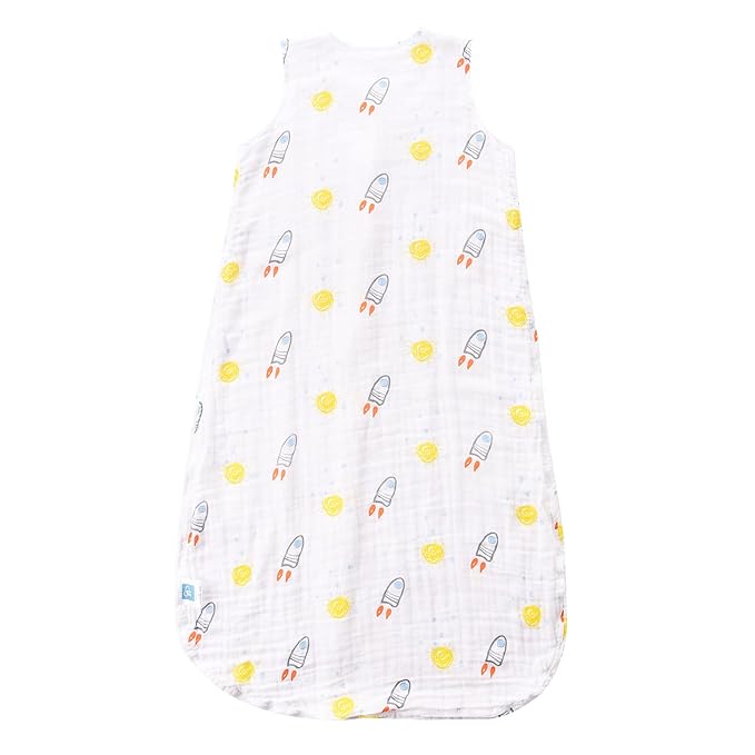 Toddler Sleep Sack for 2-4T Baby, Organic Cotton Wearable Blanket for Boys and Girls 0.5 TOG 2-Way Zipper Sleeping Sacks Soft 4 Layers X-Large Rocket