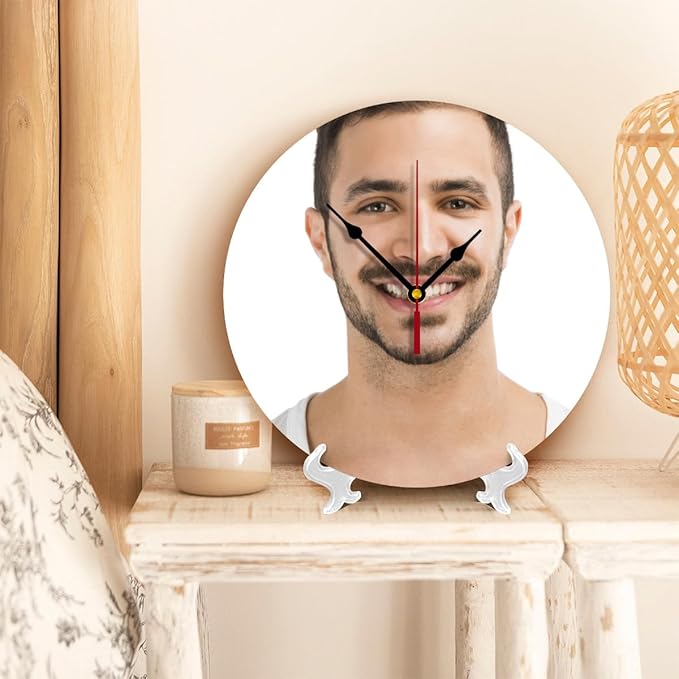 Generic Custom Clocks for Walls Personalized Clocks with Picture Silent Non Ticking Round Decoration for Kitchen Family Friends Gifts, 10inch-25cm