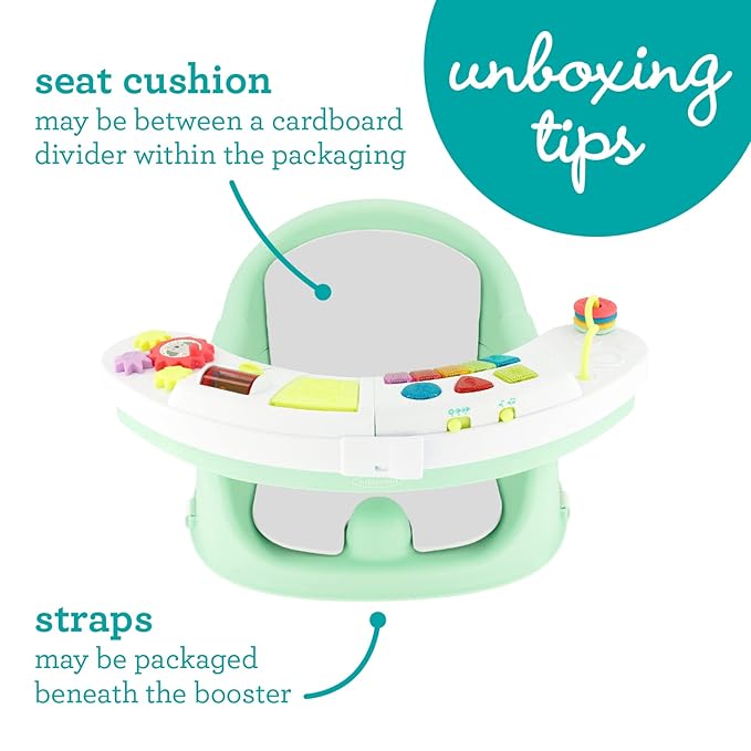 Infantino Music & Lights 3-in-1 Discovery Seat and Booster - Convertible Booster, Infant Activity Seat and Feeding Seat with Electronic Piano for Sensory Exploration, for Babies and Toddlers, Mint