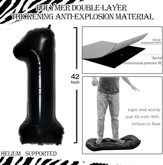 GOER Number 18 Balloons for 18th Birthday Sweet 18 Party Decorations,42 Inch Jumbo Foil Helium 81 Balloons for 81st Birthday Party Decoration (Black)