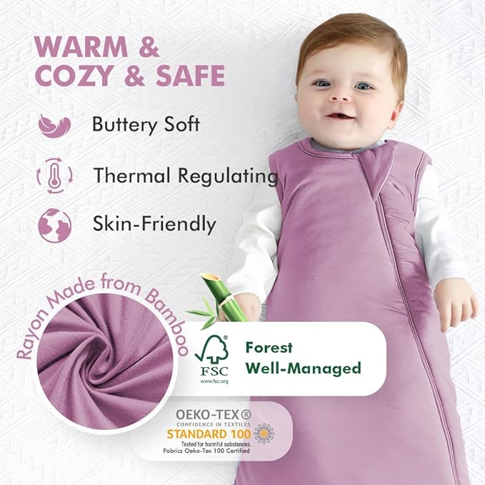 HAPIU Unisex Rayon Made from Bamboo Baby Sleep Sack TOG 1.0, 2-Way Zipper YKK, Wearable Blanket Baby