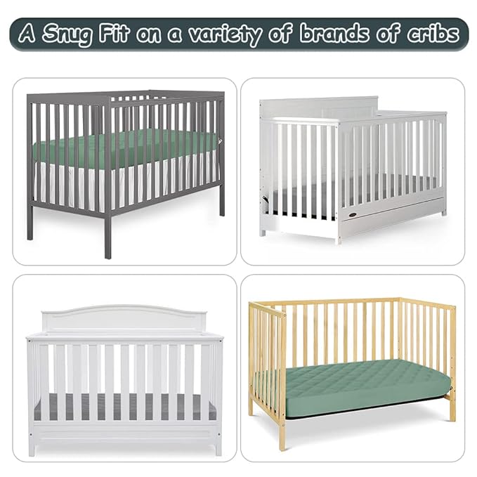 Yoofoss Waterproof Crib Mattress Protector 2 Pack, Quilted Crib Mattress Pad Cover Ultra Soft and Breathable, Machine Washable Toddler Mattress Protector for Standard Baby Crib Size 52''x28''