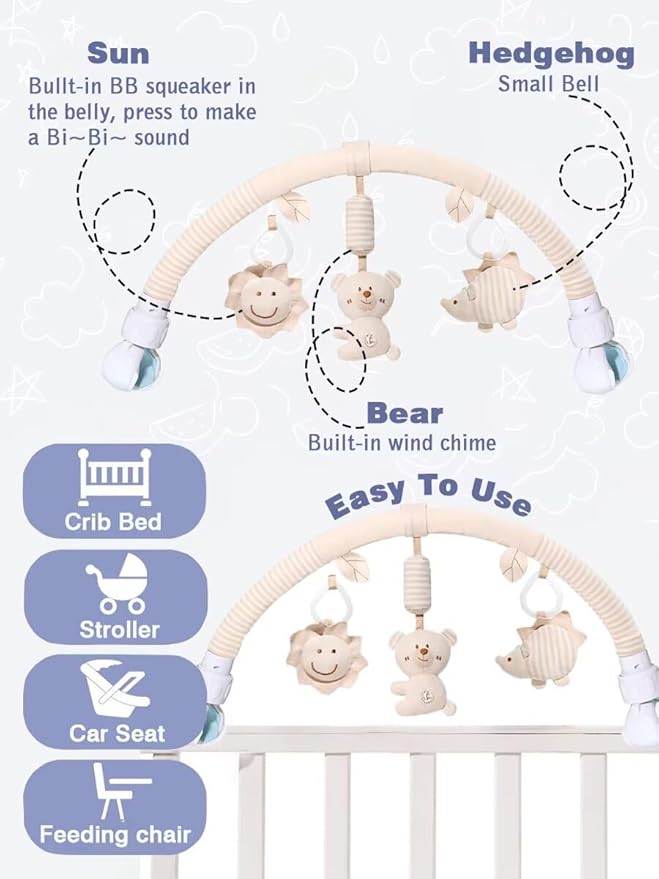 Pau1Hami1ton Baby Stroller Arch Toys, Car Seat Toys,Baby Gifts.S-19(Bear)