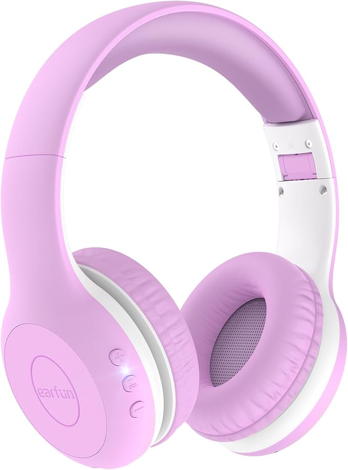 EarFun K2 Kids Bluetooth Headphones, Kids Headphones with Volume Limited, 40H Playtime, Built-in Mic, Stereo Sound, Foldable Over-Ear Headphone for School/Travel/iPad/Tablet, Violet