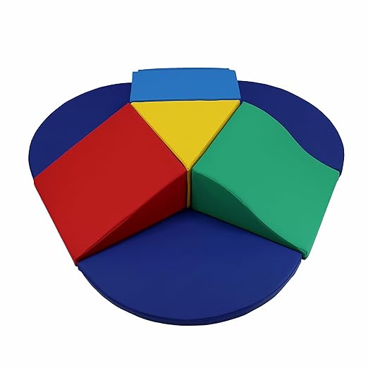 Factory Direct Partners 13800-AS SoftScape Toddler Playtime Junction 360 Climber Plus Side Pads, Indoor Active Play Structure for Toddlers and Kids; Safe Soft Foam (7-Piece) - Assorted