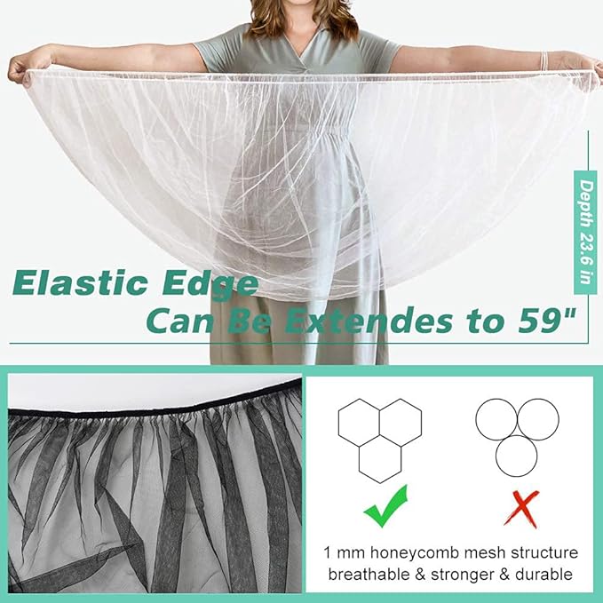 Baby Stroller Mosquito Net (2 Pack) - Durable Mesh Protection for Bassinets, Cradles, Playards, Pack N Plays & Portable Mini Cribs | Breathable Universal Fit Insect Barrier (Black)