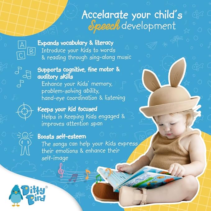 Ditty Bird Animal Songs Book for Toddlers – Interactive Sound Book with Baby Shark & More | Musical Board Book for 1-3 Year Olds | Fun, Realistic Animal Sounds | Sturdy Sensory Book for Baby