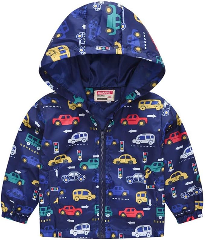 TUIJI Toddler Boys Girls Cartoon Print Zip Jacket Hooded Trench Lightweight Kids Coats Windbreaker Outdoor Cute Dust Coats