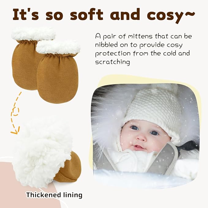 Cute Baby Mittens Newborn, No Scratch Baby Boy Mittens, Baby Girl Hat Gloves for Toddlers, Infant, Newborn