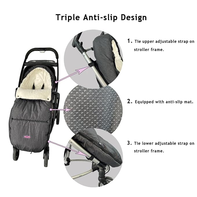 Funlife Anti-Kick Waterproof High Performance Winter Stroller Footmuff Fits All Travel Gear,Front Piece Height Adjustable and Removable,M6-4T
