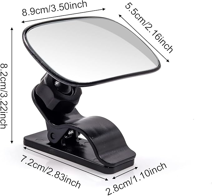 Car Interior Rearview Baby Mirror, Universal Wide Angle Convex Mirrors Clip On Mirror for Infant Toddler Child Backseat, 360° Freely Adjustable. (Black)