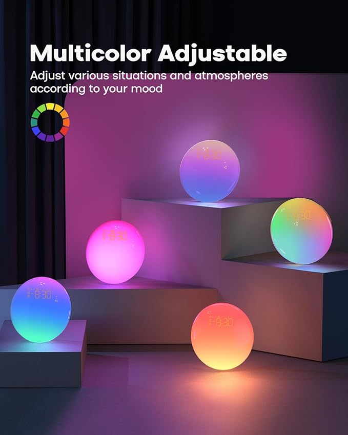 Dekala Sunrise Alarm Clock for Heavy Sleepers, Smart App Control, Bluetooth Speaker, Wake up Light Sunrise Sunset Simulation, White Noise Sound Machine, Night Light for Bedrooms Kids Adults