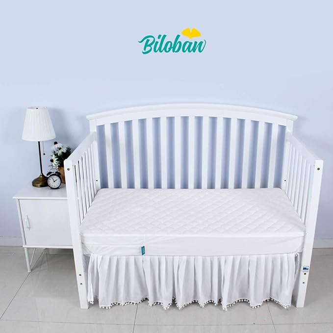 Zippered Crib Mattress Protector - Waterproof Crib Mattress Encasement, Breathable and Absorbent, 6 Sides Fully Encased Cover, 2 Pack, White