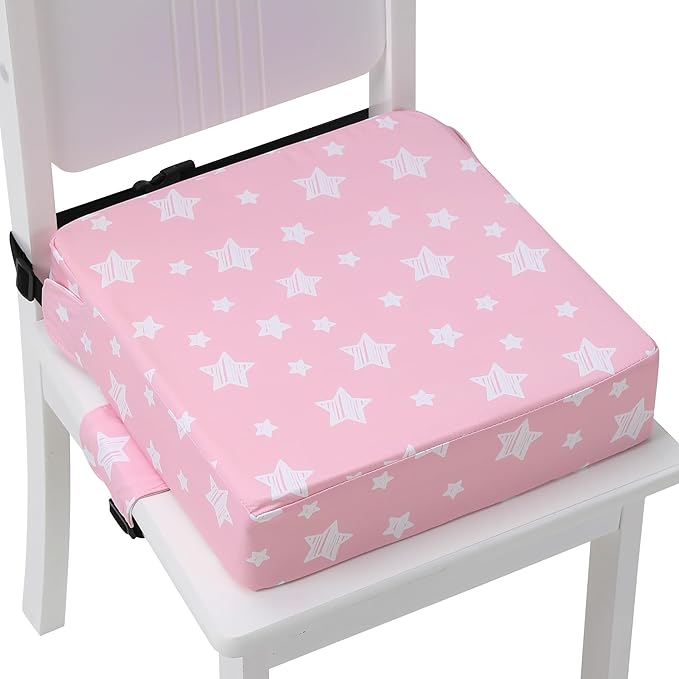 Booster Seat for Kitchen Chair with Adjustable Straps, Toddler Booster Seats for Dining Table Portable for Travel Camping Eating, Booster Cushion for Table for Baby Child Infant Kid Boy Girl