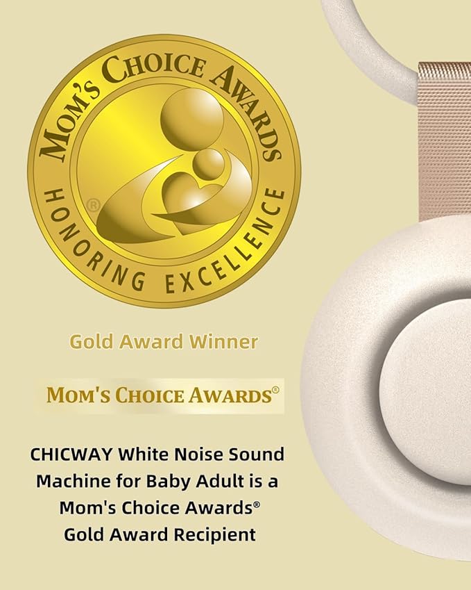 2025 Mom's Choice Awards, Portable Sound Machine for Baby Adult, AI Cry Detection, 18 Soothing Sound, Bluetooth Rechargeable White Noise Machine for Home Office Travel, Nursery Light, Gray