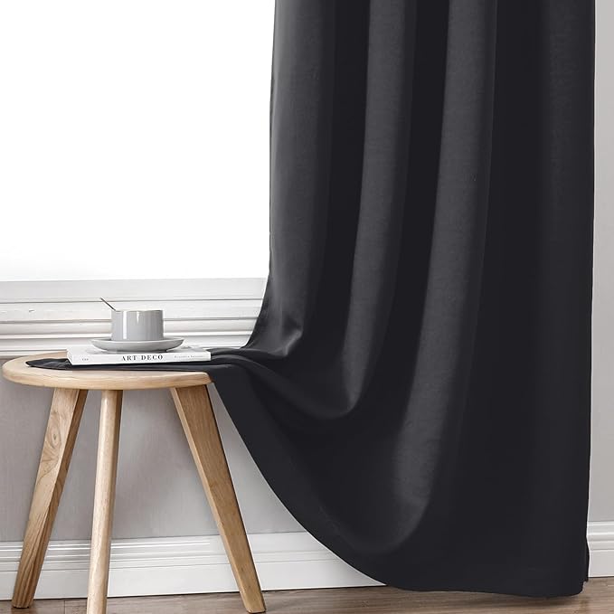 ChrisDowa 100% Blackout Curtains 120 inch Long for Bedroom with Black Liner, 2 Thick Layers Total Blackout Thermal Insulated Grommet Long Window Curtains 2 Panels Set (Dark Grey, 52 x 120 Inch)
