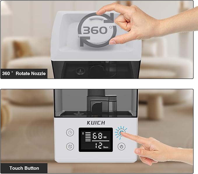 2.4L Air Humidifiers for Bedroom Baby - 26dB Quiet Cool Mist Air Humidifier for Nursery & Plants, Top Fill Air Humidifier Lasts Up to 30 Hours, Auto Shut-Off, Easy to Fill and Clean